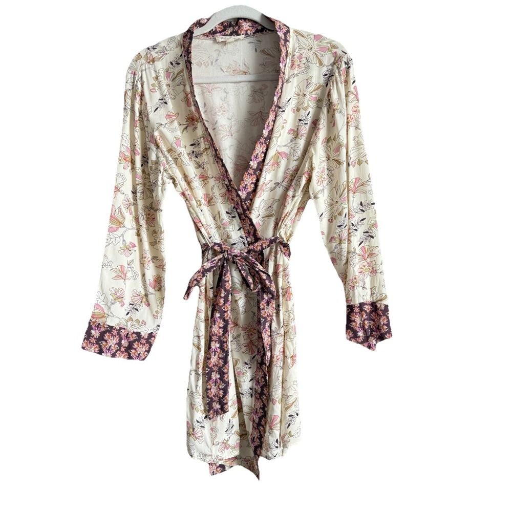 Rebellion Again Floral Robe Medium Cottagecore Coquette Pink Cream Loungewear